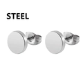 Minimalistische zilveren ronde schijfoorknopjes van staal met vlindersluiting achteraan - Platte Knop - Zilver
