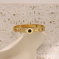 Gold-plated titanium bracelet with black inlay, hollow chain links and zircon accents - Black Disc Chain Link Style (SZ004)
