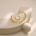 Elegant gold hollow four-leaf clover adjustable open ring and bangle jewelry set - Clover Open Ring