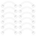 Set of 12 transparent acrylic eyebrow piercing retainers with clear bio-flex balls - 6mm