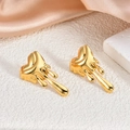 Irregular heart-shaped lava drop earrings in 18K gold plated stainless steel finish - Fluid Lava Heart(EH092)