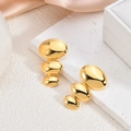 Modern triple pebble geometric stud earrings in 18K gold plated stainless steel finish - Triple Oval Drop(EH136)