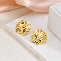 Irregular textured geometric stud earrings in 18K gold plated finish with vintage style - Irregular Hammered Style(EH116-Small)