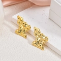 Irregular geometric 18K gold plated stainless steel stud earrings with hammered texture - Art Molten Geometric(EH133)