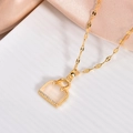 Magnifique collier plaqué or 18k avec pendentif sac à main serti de zircons pour femme - Sac à Main Opale (XL394)