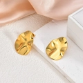 Irregular 18K gold plated stainless steel stud earrings with hammered texture - Irregular Hammered Oval(EH104)