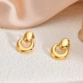 Orecchini geometrici in acciaio placcato oro 18K con cerchi spessi e design irregolare - Collegamento Geometrico(EH124)