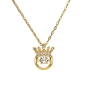 Collier couronne plaqué or 18k avec pierre dansante et zircons cubiques scintillants - Style Couronne Pierre Dansante (XL399)