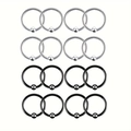 16-piece stainless steel captive bead ring set in silver and matte black finishes - 1.2x6mm / Silver and Black