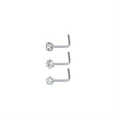 L-Form Nasenstecker-Set aus Edelstahl mit runden, herz- und sternförmigen Zirkonia - Set E (Klar - L-Form)