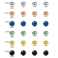 Body piercing ball replacements 3mm diameter with 1.2mm thread in 6 colors set - Multicolor