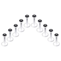 10er-Set Lippenstecker aus Acryl mit transparenten Stäben und schwarzen Zirkon-Steinen - 1.2x6x3mm / Schwarzer Zirkon