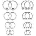 16-piece silver stainless steel piercing set with captive bead and horseshoe rings - Horseshoe And Captive Bead Ring Set