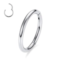 Polished silver stainless steel hinged segment ring for ear and nose piercings - 1.2x6mm (Single Piece) / Steel