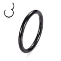 Polished black stainless steel captive bead ring piercing jewelry in open and closed views - 1.2x6mm (Single Piece) / Black