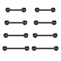 Set of 8 black stainless steel barbell piercing studs in four different lengths - 8Pcs Set / Black
