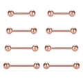 Set of 8 rose gold stainless steel barbells with high polish finish for piercings - 8Pcs Set / Rose Gold