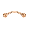 Elegant curved rose gold stainless steel eyebrow piercing ring with polished finish beads - Rose Gold