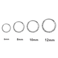 Set of silver stainless steel twisted piercing hoops in 6mm 8mm 10mm 12mm sizes - 1.2x6mm / Steel