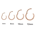 Twisted rose gold stainless steel hoop rings in 6mm 8mm 10mm 12mm inner diameters - 1.2x6mm / Rose Gold