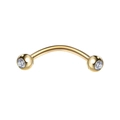 Curved eyebrow piercing ring with cubic zirconia in a gold finish stainless steel - Gold White Zircon
