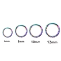Rainbow plated stainless steel twisted rings in 6mm, 8mm, 10mm, and 12mm sizes - Rainbow
