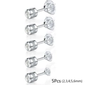 5er-Set silberne Edelstahl-Ohrstecker mit klaren Zirkonia, Größen von 2mm bis 6mm - 2mm 3mm 4mm 5mm 6mm Kombination / Silber