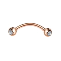 Rose gold curved barbell eyebrow ring with sparkling cubic zirconia stones - Rose Gold with White Zirconia