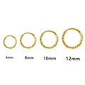 Golden twisted rope hinge hoop earrings available in 6mm, 8mm, 10mm and 12mm sizes - Gold
