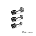 Black stainless steel stud earrings set with zircon stones in 2mm 3mm 4mm sizes - 2mm 3mm 4mm Combination / Black