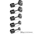5-piece set of black stainless steel stud earrings with zircons from 2mm to 6mm - 2mm 3mm 4mm 5mm 6mm Combination / Black