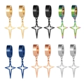 Set of 6 pairs stainless steel hoop earrings with star pendants in various metallic colors - Clip-On Earrings