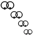 Detailed set of 8 black stainless steel captive bead rings in various sizes for piercings - Multi-size Sets / Black