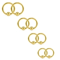 Detailed set of 8 golden captive bead rings for piercings in high-polished stainless steel - Multi-size Sets / Gold