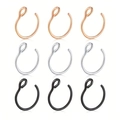 Set of 9 stainless steel nose rings in black, silver, and rose gold with polished finish - Mixed Color Set (Silver/Black/Rose Gold) / 9 Pieces Set
