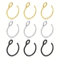 Detailed set of nine stainless steel nose rings in gold, silver, and black polished finishes - Mixed Color Set (Silver/Black/Gold) / 9 Pieces Set