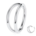 Polished silver stainless steel double layer hinged hoop for nose and ear piercings - Style A / 1.2x8mm / Steel