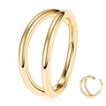 Golden 316L stainless steel double layer hinged nose ring and cartilage earring - Style A / 1.2x8mm / Gold