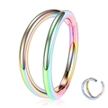 Rainbow gradient stainless steel hinged segment ring for nose or ear piercing - Style A / 1.2x8mm / Colorful