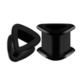 Detail view of black matte silicone triangle ear gauges for body piercing jewelry - 4mm / Black