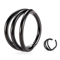 Black three-layer hinged segment ring made of polished stainless steel for nose or ear - Style B / 1.2x8mm / Black