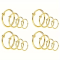 Set of 16 gold-plated stainless steel captive bead rings for nose and ear piercings - Gold