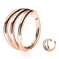 Triple layer rose gold stainless steel hinge ring for nose and cartilage piercing - Style B / 1.2x8mm / Rose Gold