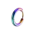 Classic stainless steel hoop earring with rainbow gradient plating and sleek hinge - Colorful