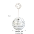Portacarte a sfera da discoteca argento per matrimoni con specchio e clip a spirale - Sfera 5cm Con Clip / Stile Argento