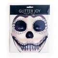 Adesivo per viso con strass neri e trasparenti per trucco artistico di Halloween - Stile Teschio Bianco e Nero (H9)