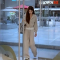 Damen Freizeit-Trainingsanzug Set in Beige mit Hoodie und weiter Hose, zweiteilig - M / Off-White Kapuzenoberteil