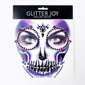 Skull face art rhinestone stickers with purple shading and multicolored crystals - Purple Painted Style (H4)