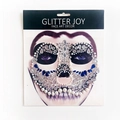 Face art decor sticker with dark blue rhinestones and white pearls for festival makeup - Pearl and Blue Rhinestone Mix (H3)
