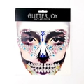 Halloween skull face stickers with multicolored rhinestones for party makeup looks - Iridescent Mixed Style (H7)